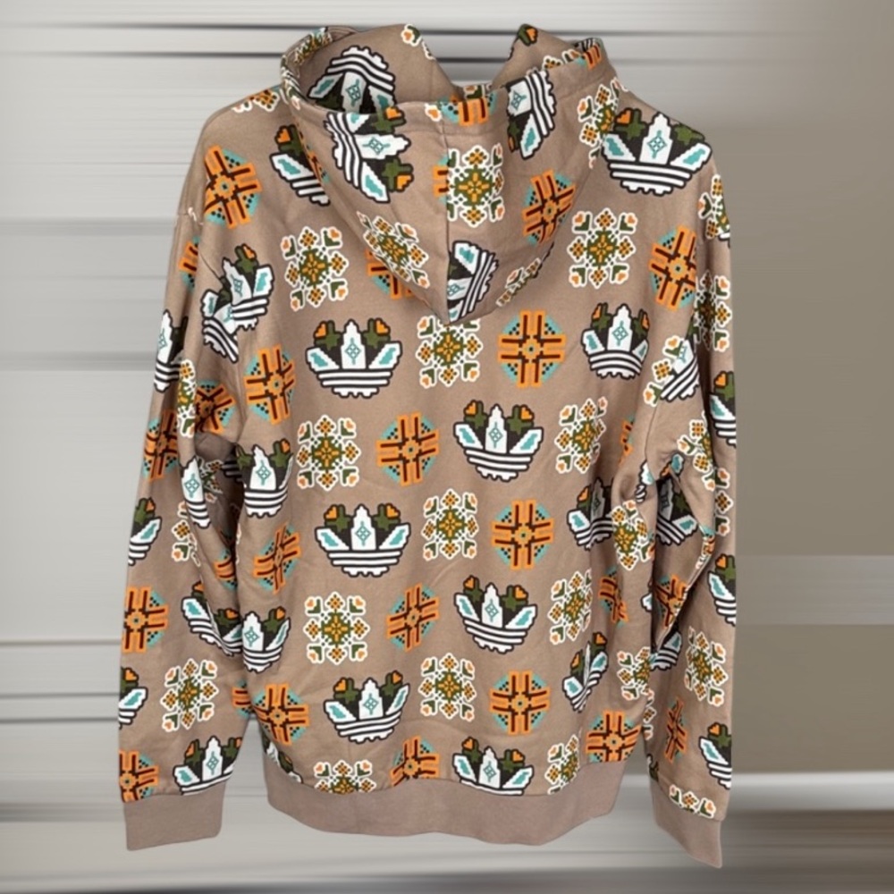 NWT adidas Men's Tile Print Hoodie | Trace Khaki | Size S - Picture 6 of 7